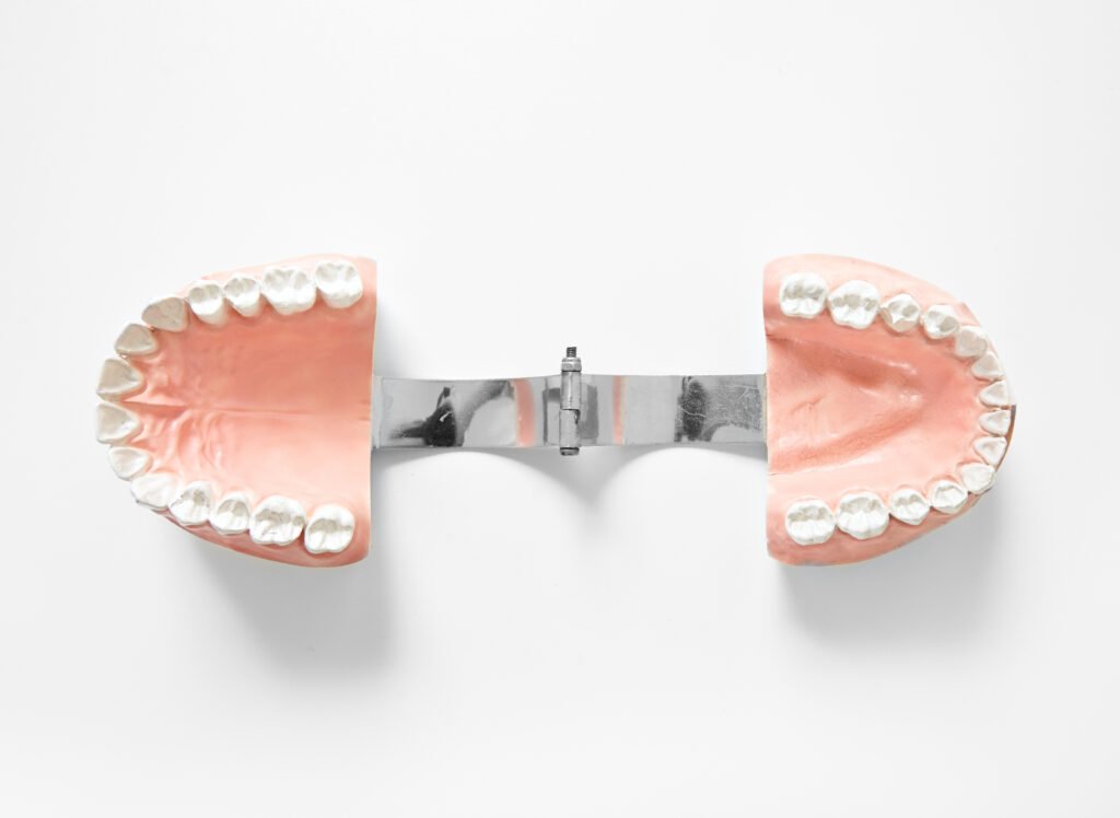 medical denture smile jaws teeth on white background
